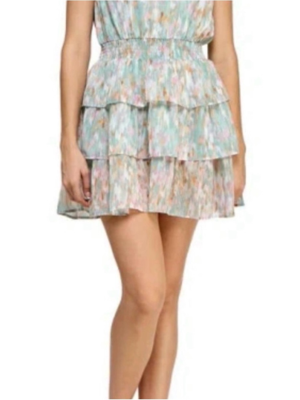 Pastel Floral Tiered Mini Dress